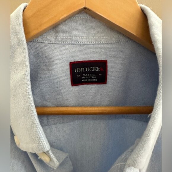 UNTUCKit Wrinkle-Free Cotton Button-Up Shirt Blue Long Sleeve Men’s XL - Picture 3 of 6